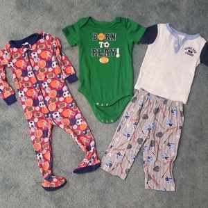 18 month boy toddler sport pajama lot
